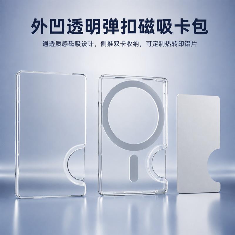 Magsaf Magnetic Card Sleeve, Double Card, Document Storage Card Bag, Side Push, Outer Groove, Glue Material Card Sleeve, Strong Magnetic Back Sticker.