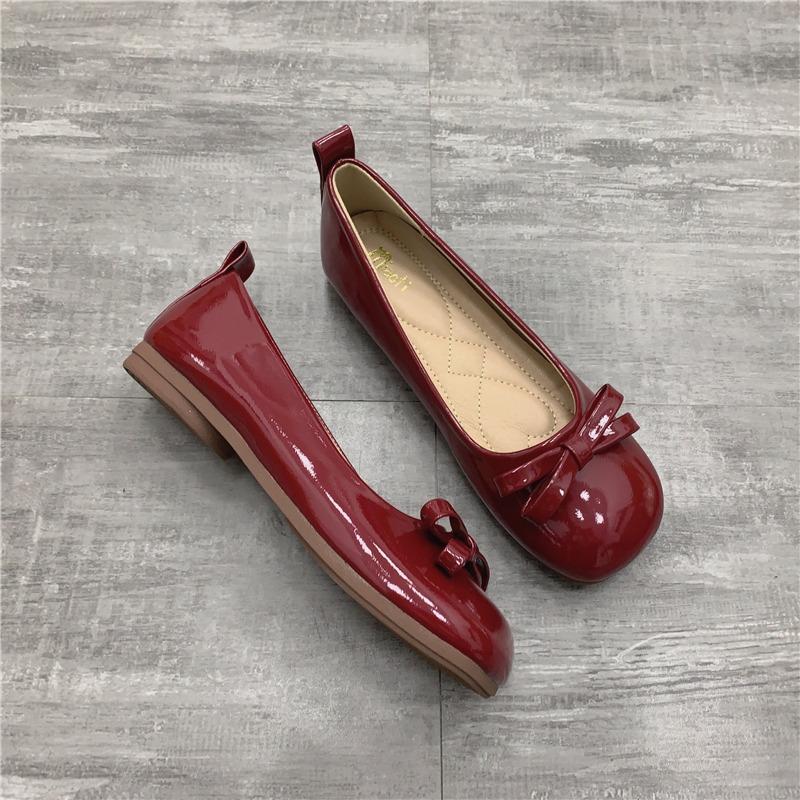 Square Toe Bowknot Patent Leather Women's Flat Shoes Slip-On Ladies Loafers Ballerina Single Mules Shoes Zapatos Mujer WSH5330