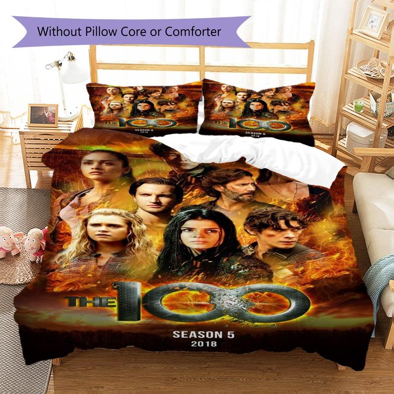 The 100 TV Show Bedding Set, Season 5 Poster Duvet Cover Set, 3Pcs Bed Set with 2 Pillowcases for Fan Bedroom Decor, No Comforter