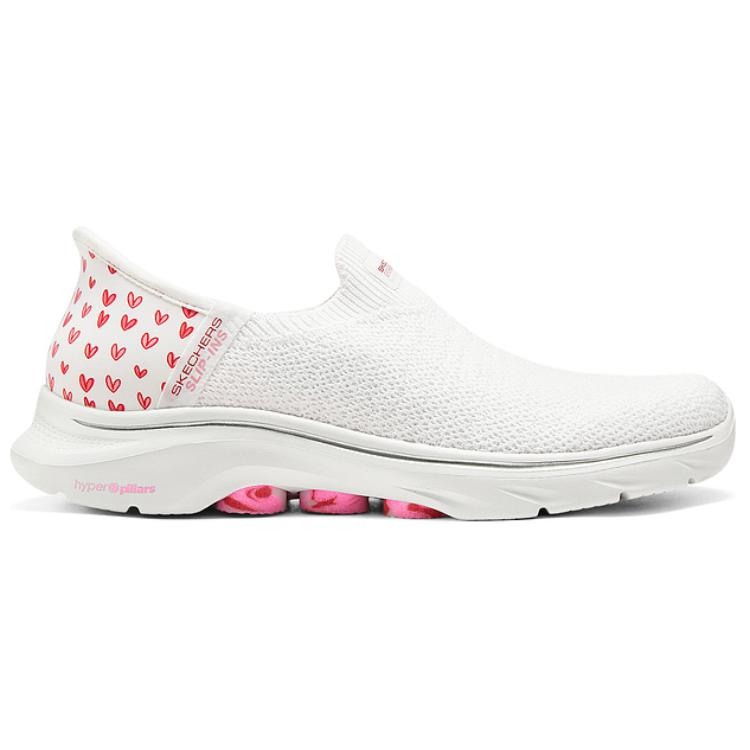 Skechers Go Walk Fashion Versatile Low-Top Casual Shoes Women Sneakers White Pink 125239-WPK
