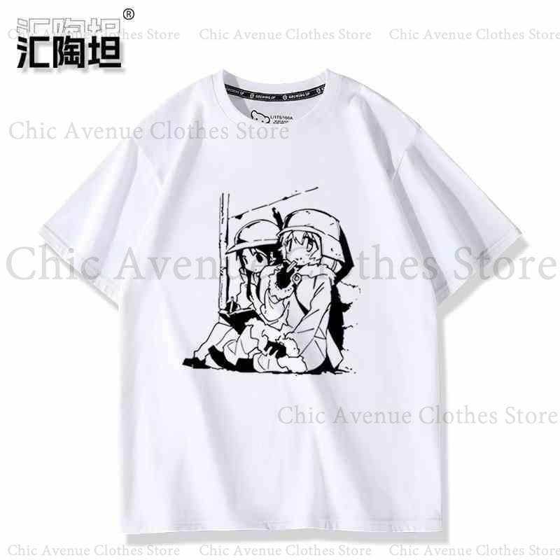 Anime Girls Last Tour Series Print Tshirt Cotton Summer Tops Casual Daily Clothes Short Sleeve Top Unisex Women Tshirt Kawaii Tee