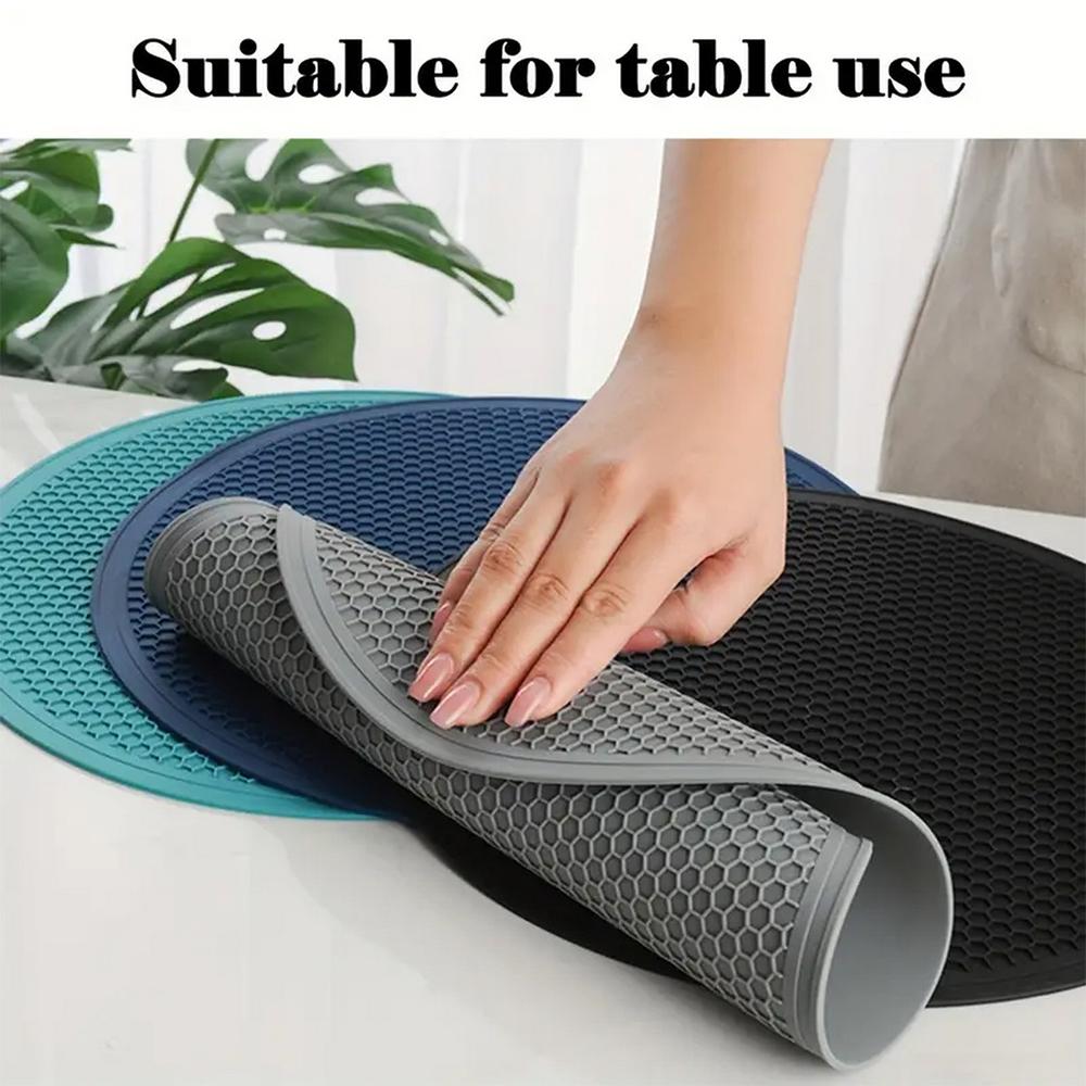 Tappetino in silicone grande da 25 cm, resistente al calore, sottobicchiere, tovaglietta a nido d'ape, antiscivolo, sottopentola, tovaglietta rotonda, accessori da cucina