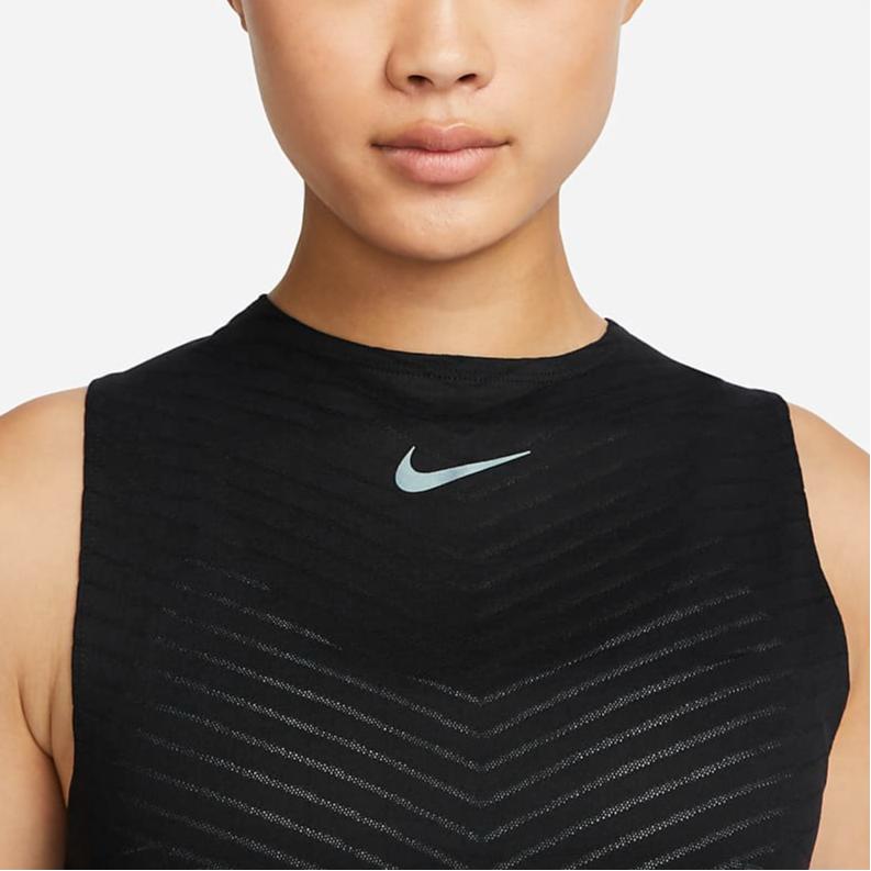Nike Dri-Fit Solid Reflective Logo Round Neck Tank Top Women Tops Black DQ5941-010