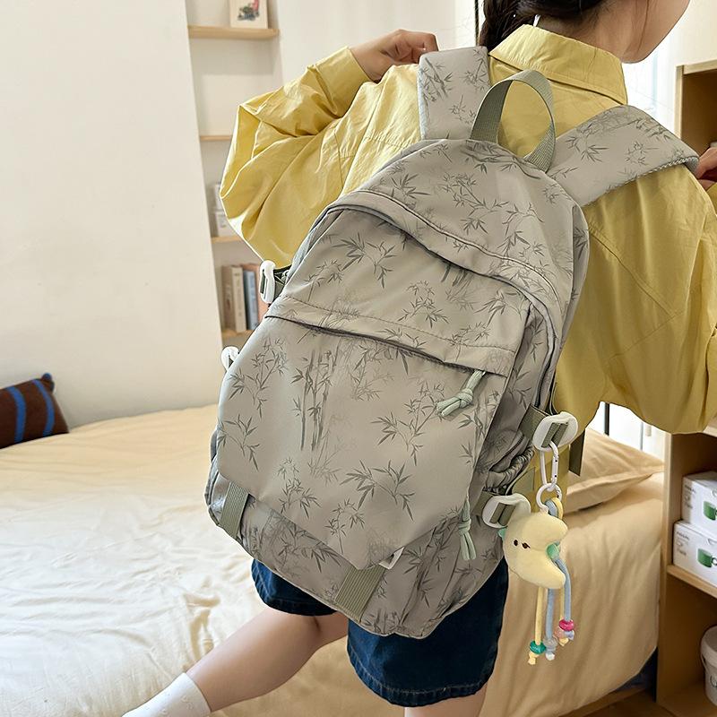 

Рюкзак студенческий большой вместимости, школьный рюкзак для ученицы средней школы, повседневный рюкзак с принтом высокой ценности зелёный