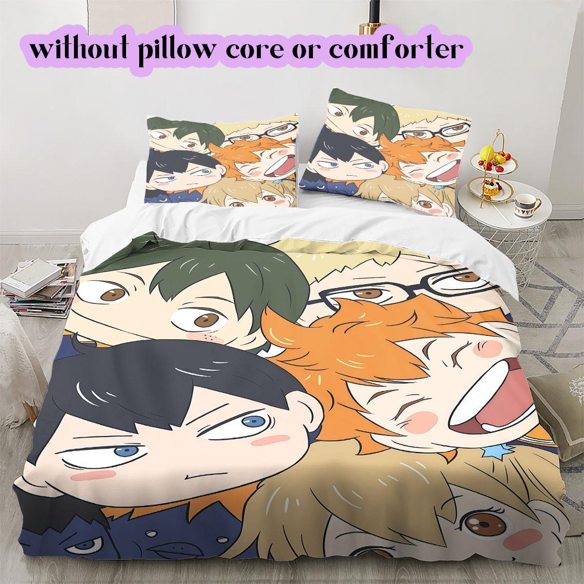 Haikyu Cartoon characters Children s Bedding Set Duvet Cover 3pcs Cartoon Print Extra Large Size Various Sizes Available 135cmx200cm