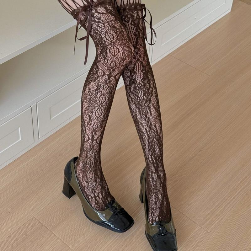 Women's Garter Belt Tights Patterned Fishnet Thigh High Stockings Tights High Waist Pantyhose Suspender Pantyhose Gifts