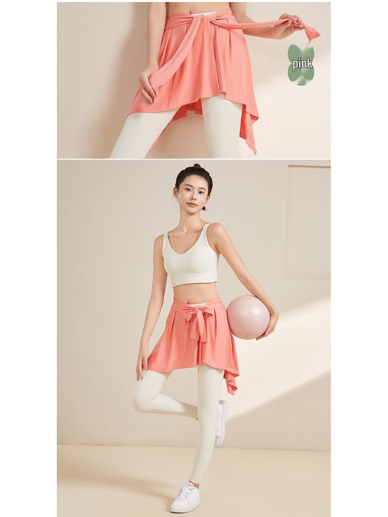 Tie-Up Wrap Dress: Anti-Exposure One-Piece for Yoga, Fitness, Dance, and Outerwear