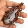 147 Ct Natural Brown Jasper Oval Shape Copper Wire Wrapped Pendant Certified