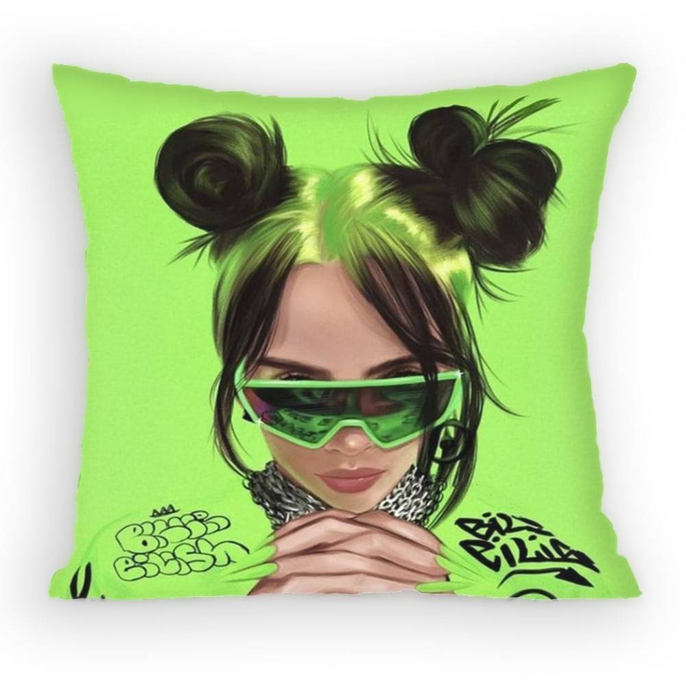 Billie Eilish Blue Pillow Case Sofa Living Room Bedroom Headboard Backrest Cushion Square Cushion Nap Time