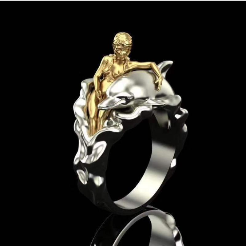 

Fashion Rings for Men and Women, Couple Rings, Exaggerated Love Series Dolphin Rings 11