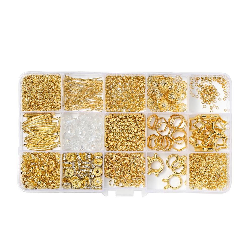 1027pcs/Set Lobster Clasp Beads Cap 9 Pins Rhinestone Beads CCB Bead Frame with Needle Kit for DIY Bracelet  Jewelry Making