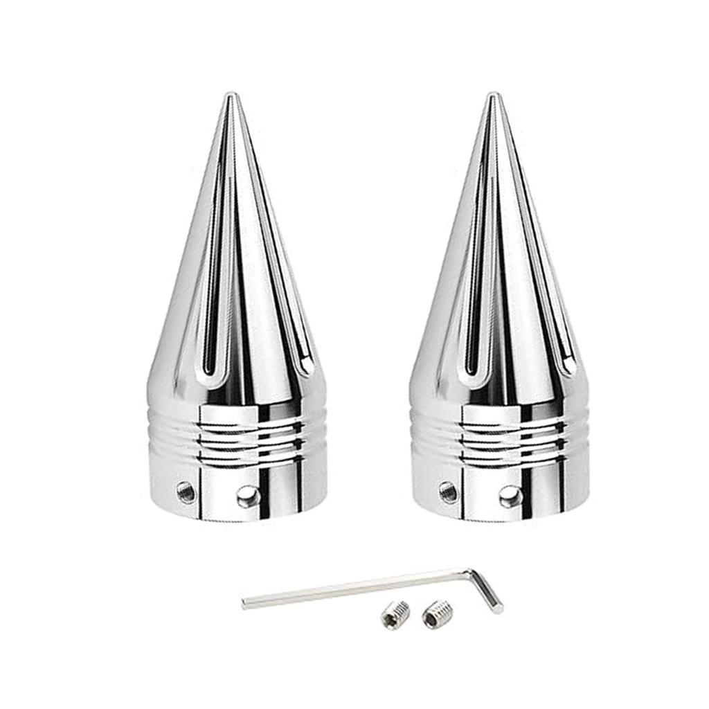 1 Paar Motorrad-Vorderachsmutternabdeckungen für Road King Fat Boy Dyna, Ersatz 3,6 Zoll, links und rechts, Spike-Vorderachskappen