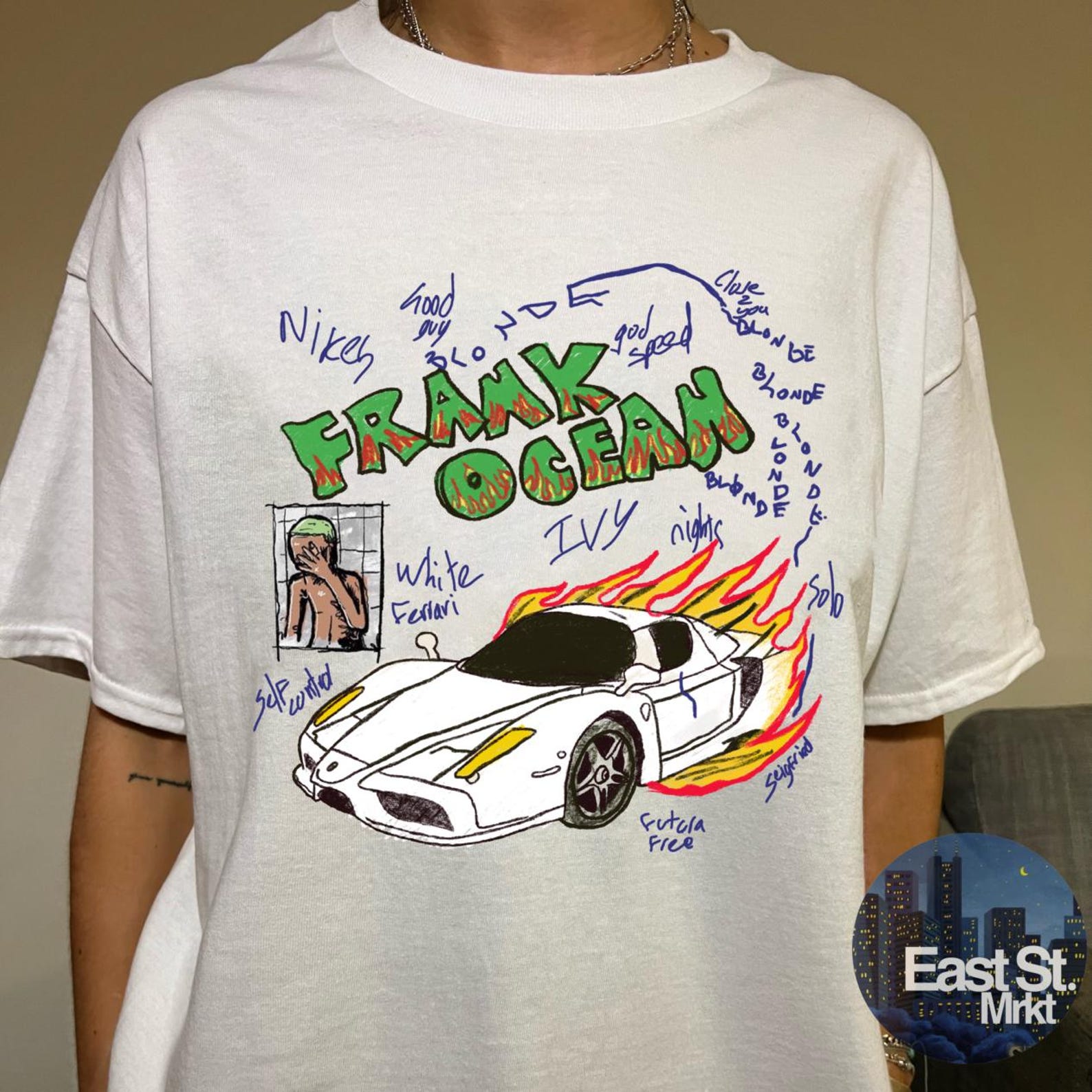 Frank Ocean BLOND Art Graphic Tee: Retro Music T-Shirt 4XL