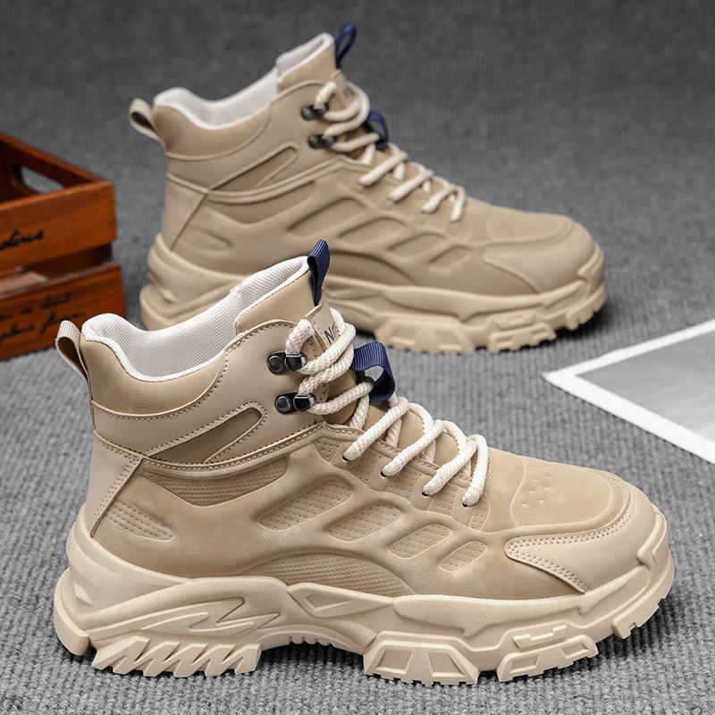 

Men s Waterproof Ankle Work Safety Boots Comfortable Platform Men Hiking Sneakers Outdoor Damping Desert Motocycle Boots Hombre 39 хаки