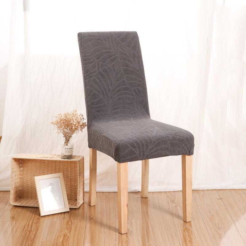 

Чехол для стула из толстого листового жаккарда, эластичный чехол для стула в европейском и американском стиле, чехол для стула из жаккарда для дома темно серый