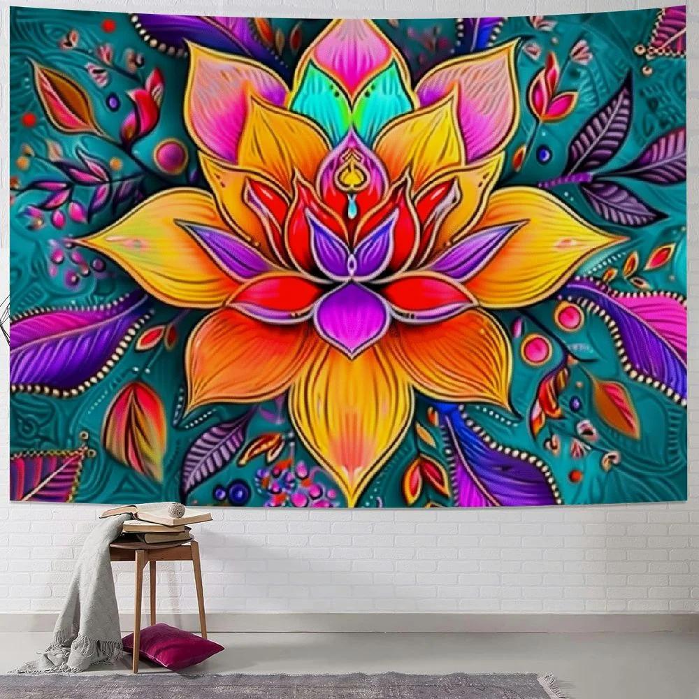 Colorful Mandala Tapestry Hippie Bohemian Wall Hanging Indian Lotus Flower Room Decoration Backdrops Cloth Banner  Dorm Deco