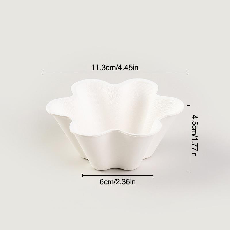 10Pcs Petal Shaped Disposable Paper Bowl Picnic Birthday Party Handheld Home Ice Cream Dessert Packing Cup Fruit Oat Yogurt Bowl