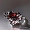 Goth Red Crystal Heart Irregular Ring for Women Girls Punk Adjustable Thorn Love Dark Finger Rings Fashion Party Jewelry Gifts