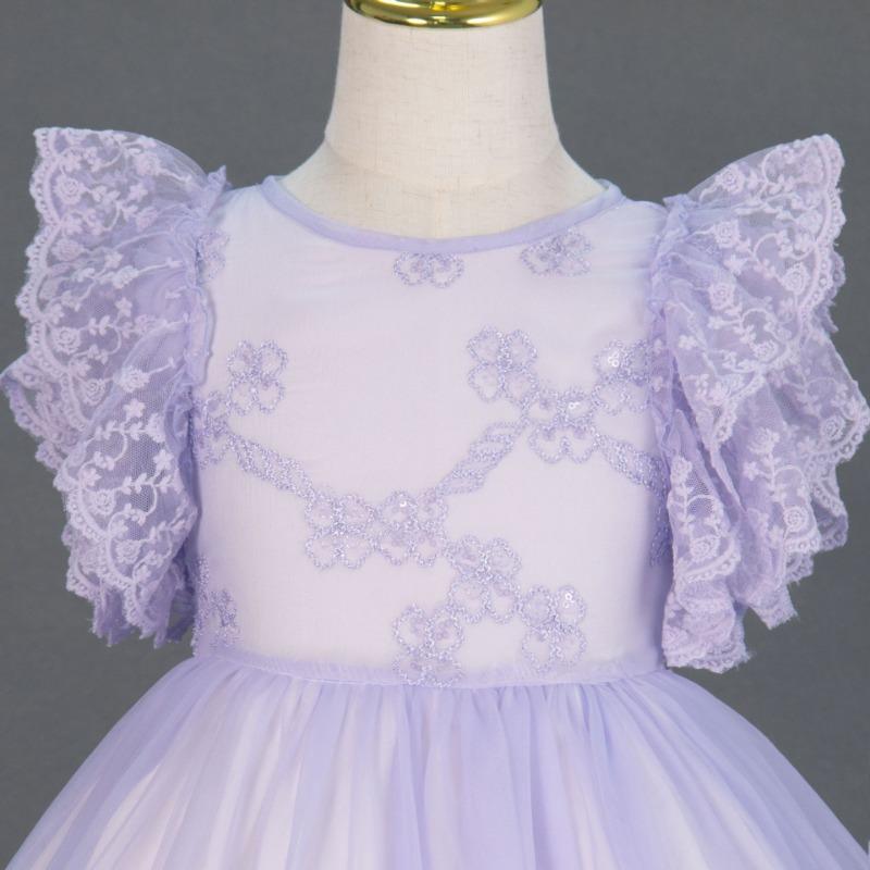 Little Girl Princess Embroidered Tulle Dress For Wedding Birthday Performance