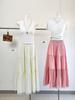 White Fairy Lace Hem Midi Skirt - Spring/Summer 2026 Petite High Waist A-line Long Skirt