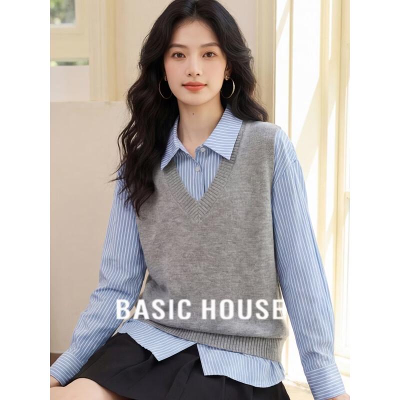 Basic House Women s V-Neck Knit Vest XL
