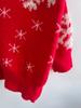 Red Christmas sweater, women's snowflake towel, embroidered round neck long sleeved Christmas themed pullover sweater 3505 KTB