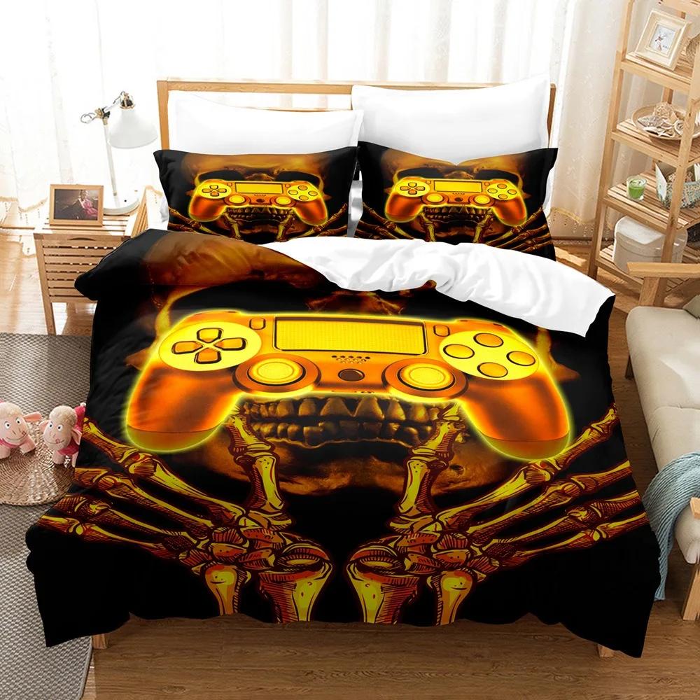 Lightning Web Gaming Duvet Cover Set For Boy 3D Print Video Games Double Duvet With Pillowcases Play Gamer Comforter Sets Cover