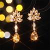 European and American Luxury Colorful Rhinestone Flower Stud Earrings for Women