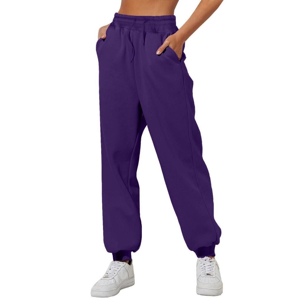 Pantalones de chándal para mujer color liso cintura elástica pantalones jogger primavera otoño casual ropa deportiva pantalones jogger para entrenamiento