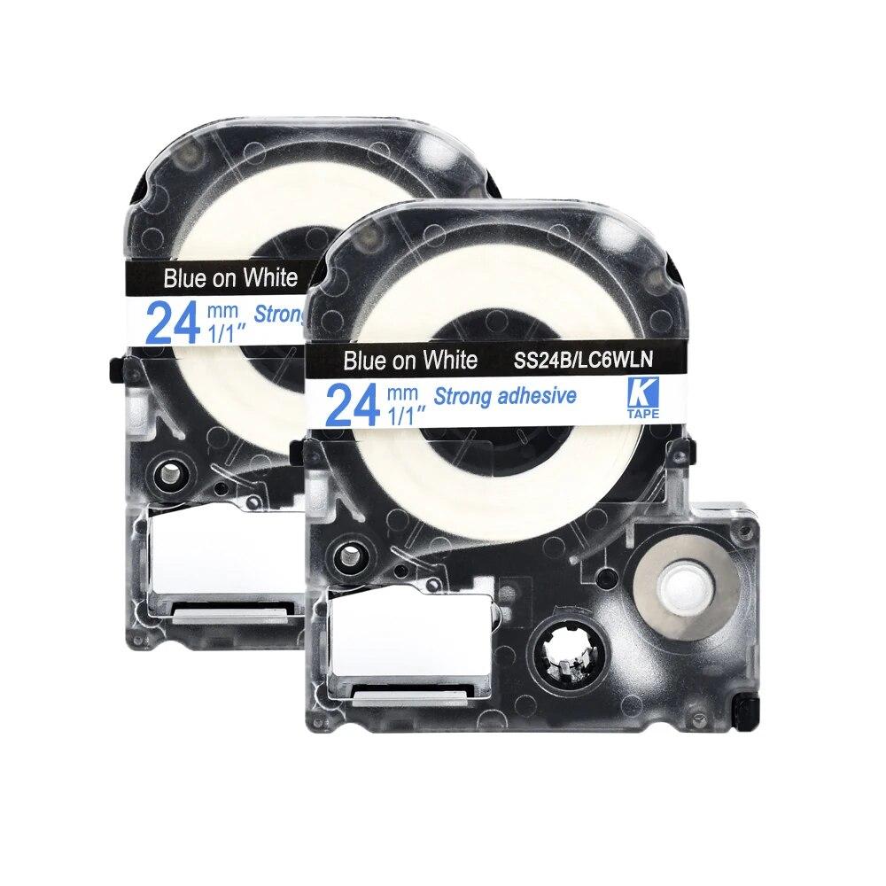 2 pachete de etichete multicolore de 24 mm Bandă de etichete compatibilă Epson LC-6WBN / SS24KW SC24RW SC24BW SD24K pentru imprimanta Epson LW400 500 600