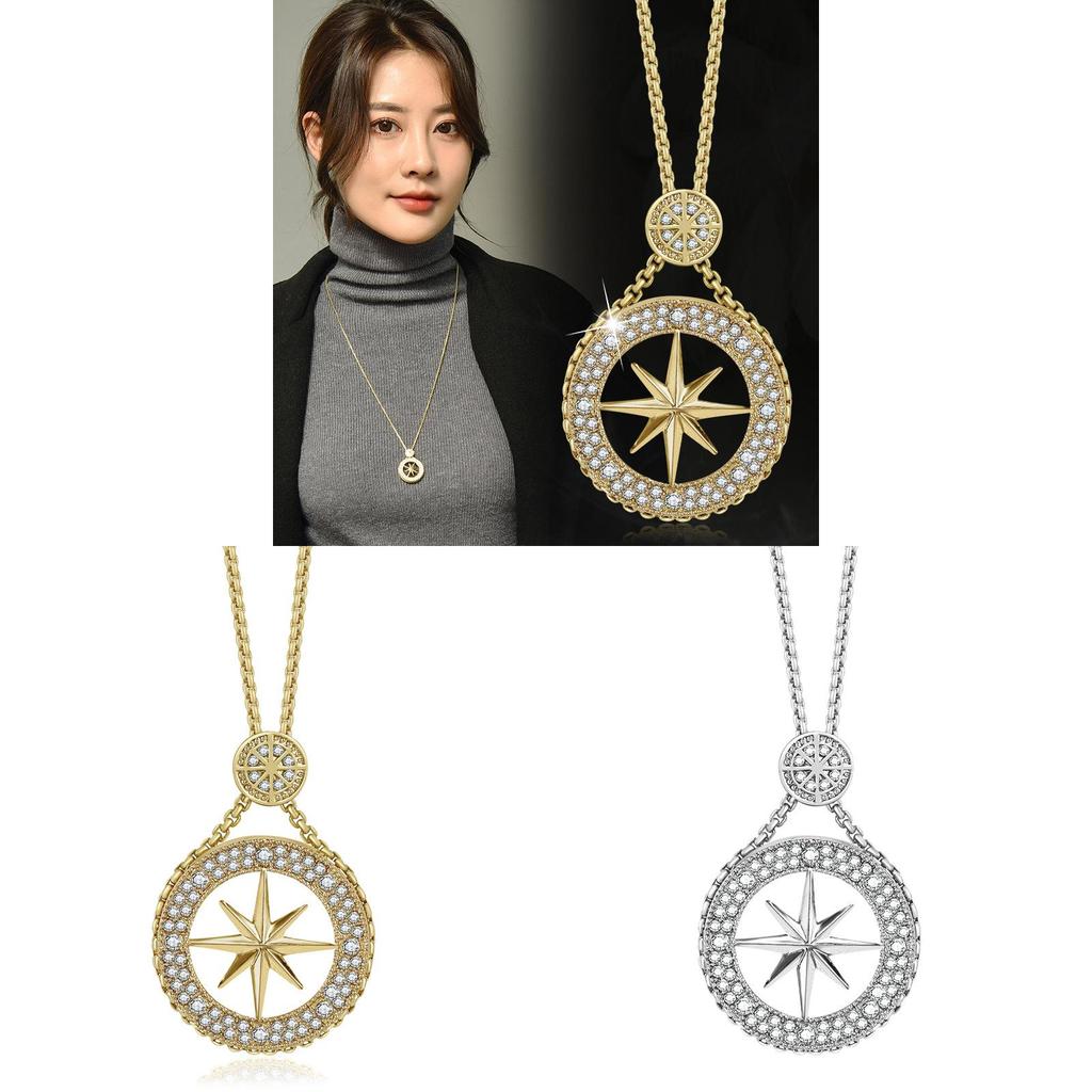 Korean Style Sparkle Star Necklace With Alloy Gemstone Pendant For Winter Fashion