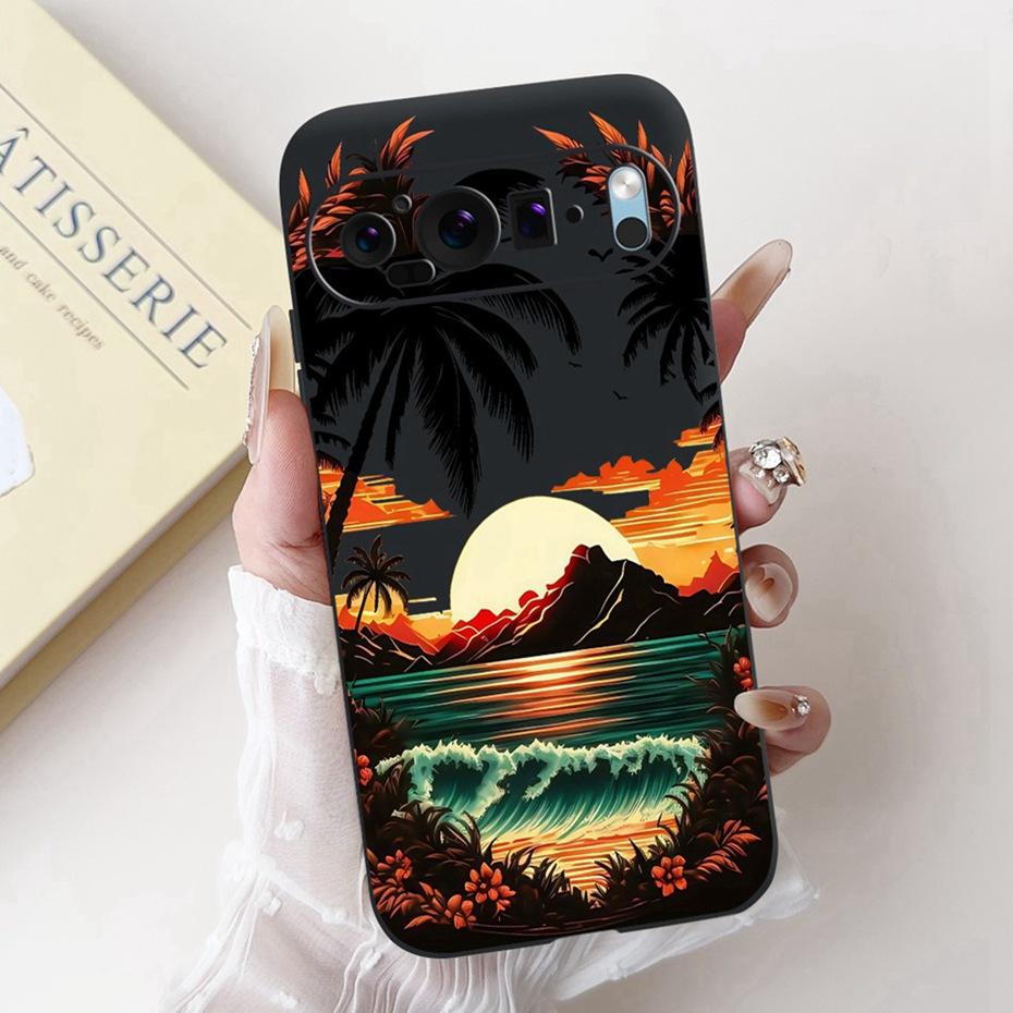 Beautiful Floral Painting Phone Case For Google Pixel 9 Pro 9A Black Silicone Soft Cover For Google Pixel9 9A 9Pro Cases Bumpers