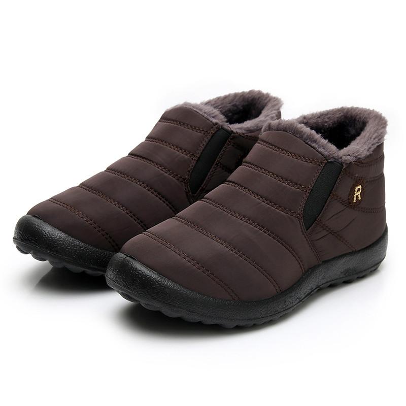 Winter Damenschuhe - Wasserdichte Kurze Baumwollschuhe Wollgefütterte Warme Freizeitschuhe Dicke und Rutschfeste Schuhe