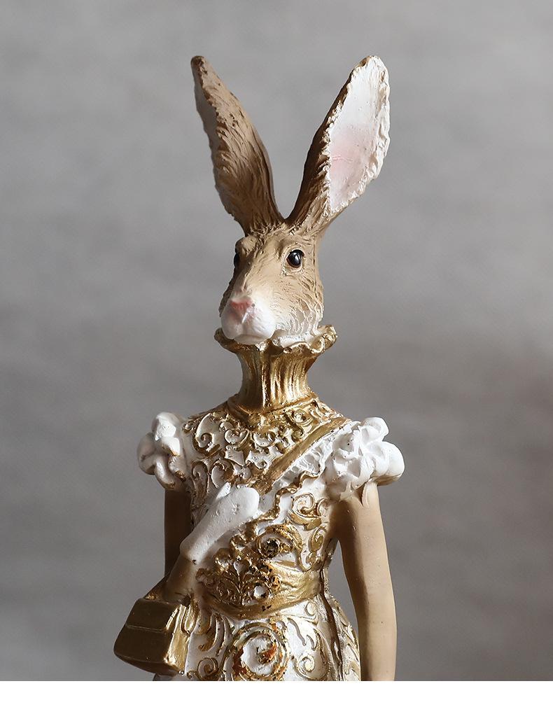 European Resin Dress Rabbit Figurine - Indoor Light Luxury Living Room Decor
