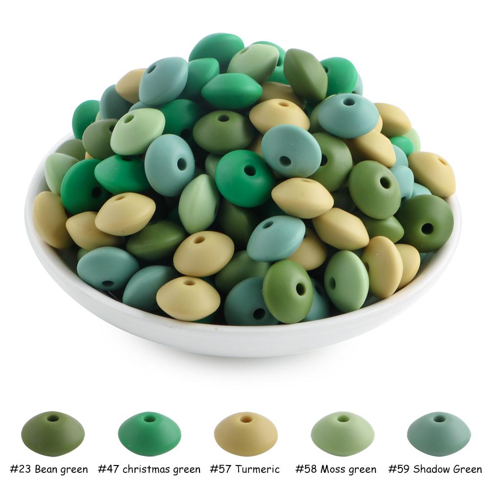 New 50pcs/lot Silicone Lentil Silicone Beads 12mm Jewelry Making Lentil Beads DIY Necklace Bracelets Jewelry Accessories