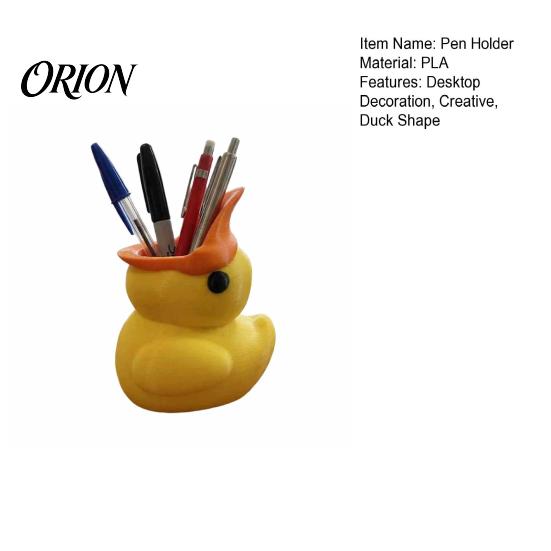 Office Supplies Organizer Cute Yellow Duck Pencil Holder, Creative PLA Stationery Organizer, Stable Pen Holder Desktop Cup for Home And Classroom Back