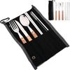 7Pcs/Set Tableware Reusable Travel Cutlery Set Camp Utensils Set 304 Stainless Steel Spoon Fork Chopsticks Straw Portable Case