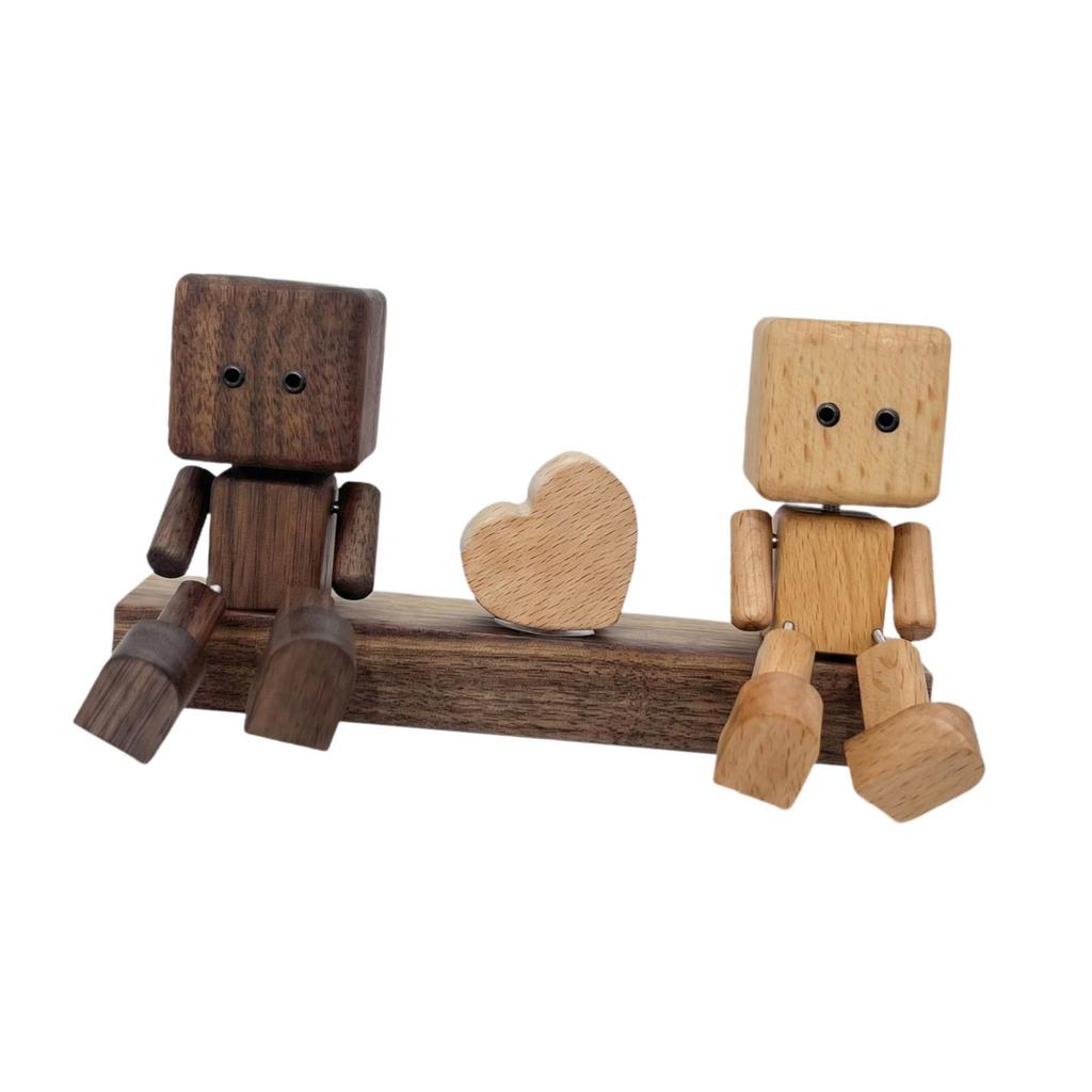 Car Dashboard Statue Creative Wooden Doll Shaking Feet Couple Figure Vehicle Man