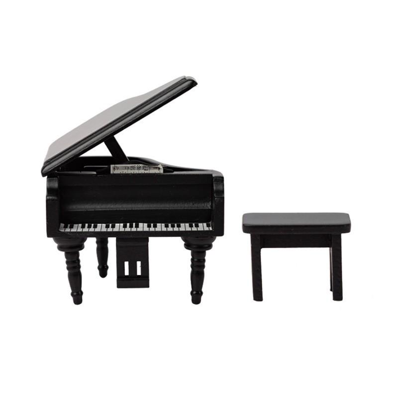1:12 Scale Miniature Dollhouse Furniture Wooden Triangle Piano Model Decorative Accessory DIY Craft Display