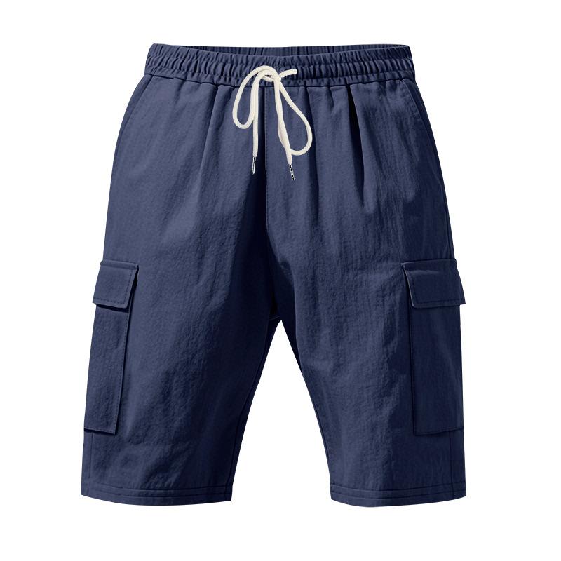 Men's Beach-Ready Breathable Linen Loose-Fit Workwear Shorts with Multiple Pockets for Squats and Jogging