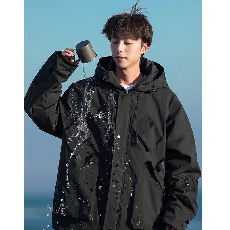 Men's Plus Size Waterproof Multi-Pocket Ski Jacket with Cotton Padding for Winter Warmth 