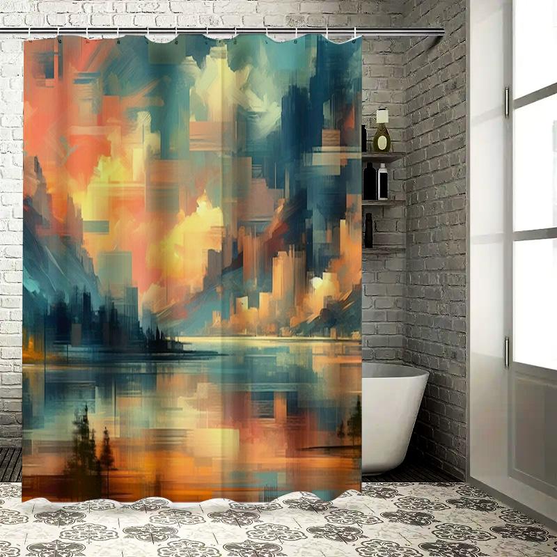 

High-quality waterproof shower curtain with colorful abstract design for bathroom decor suitable for home use in any country 90x180cm