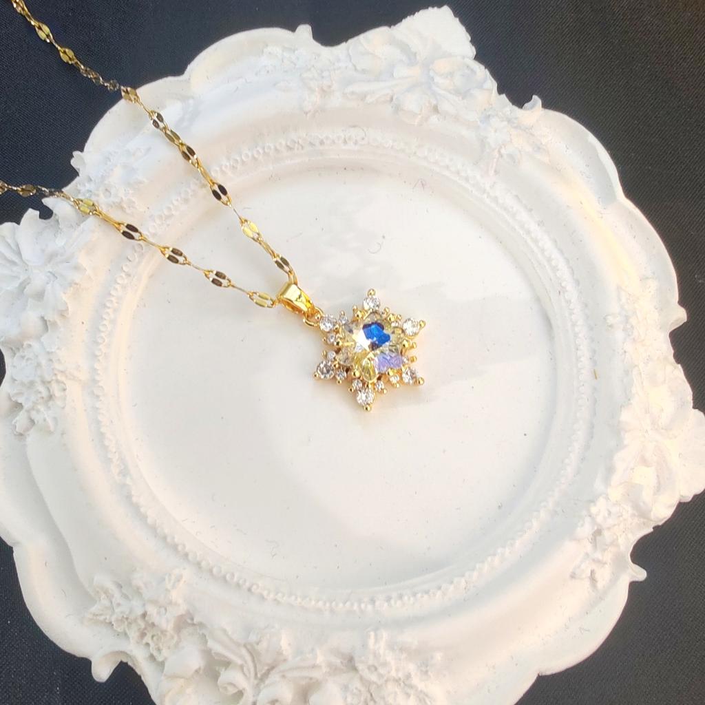 Zircon Hexagram Necklace Women'S Premium Simple Ol Versatile Bright And Shiny Pendant Jewelry