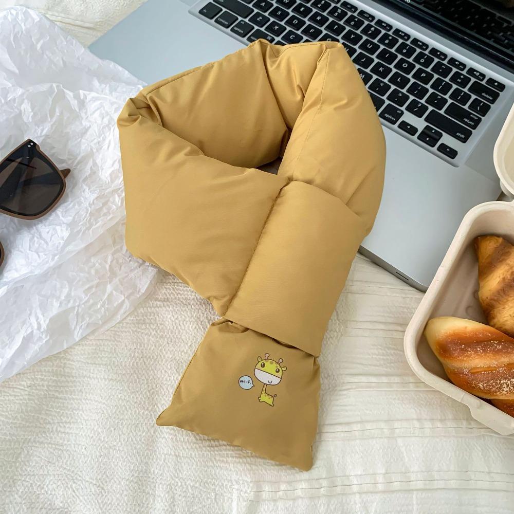 Windproof Down Cotton Scarf Solid Color Thermal Warm Scarf Fashion Winter Cross Scarf  Outdoor