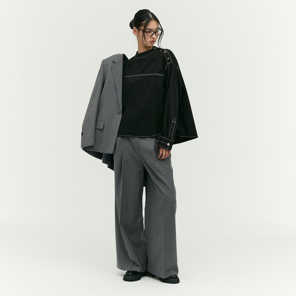 Ibiem Tuck Detail Semi-Wide Pants Emp2Wpt060