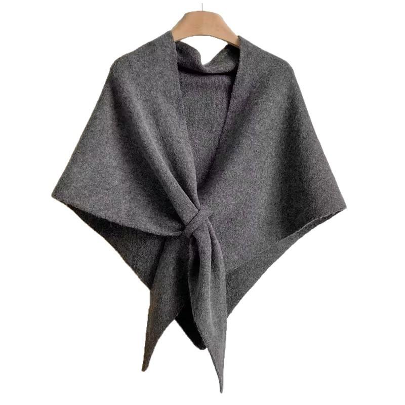 Wool Knitted Triangular Shawl Scarf for Women, New Solid Color Large Shawl