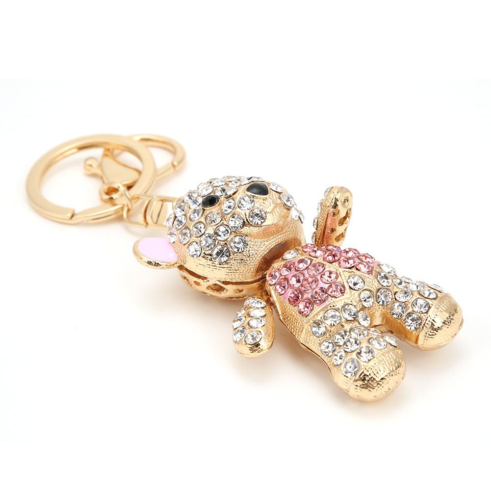 

Брелок для ключей «Милый медведь» с розовыми стразами, декоративный, экологически чистый, гальванизированный брелок