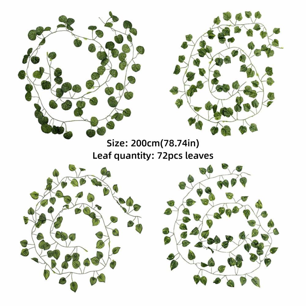 12PCS Green Artificial Ivy Leaf Flexible Vine Lightweight Hanging Garland DIY Accessories Craft Artificial Vine Party Supplies