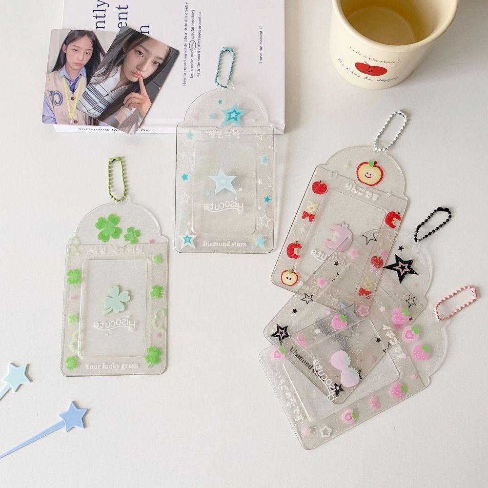 Star Strawberry ID Photo Photocard Frame Keychain Pendant Card Protective Case  School Stationery