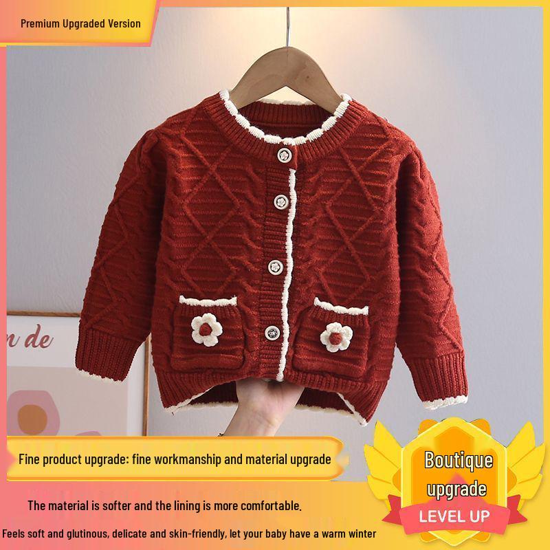2025 Autumn Girls' Korean Style Knit Cardigan - Fashionable Early Autumn Children's Outerwear Sweater